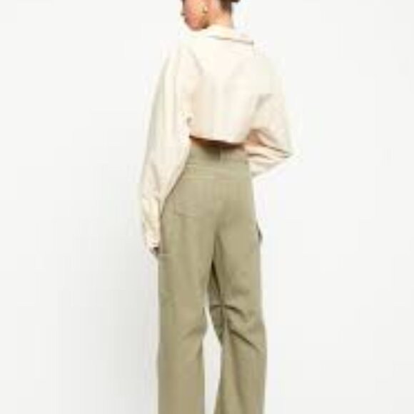 New Lioness Venetian Crop Shirt Oversized Relaxed Fit Garter D Ring XL Cream - Picture 12 of 14